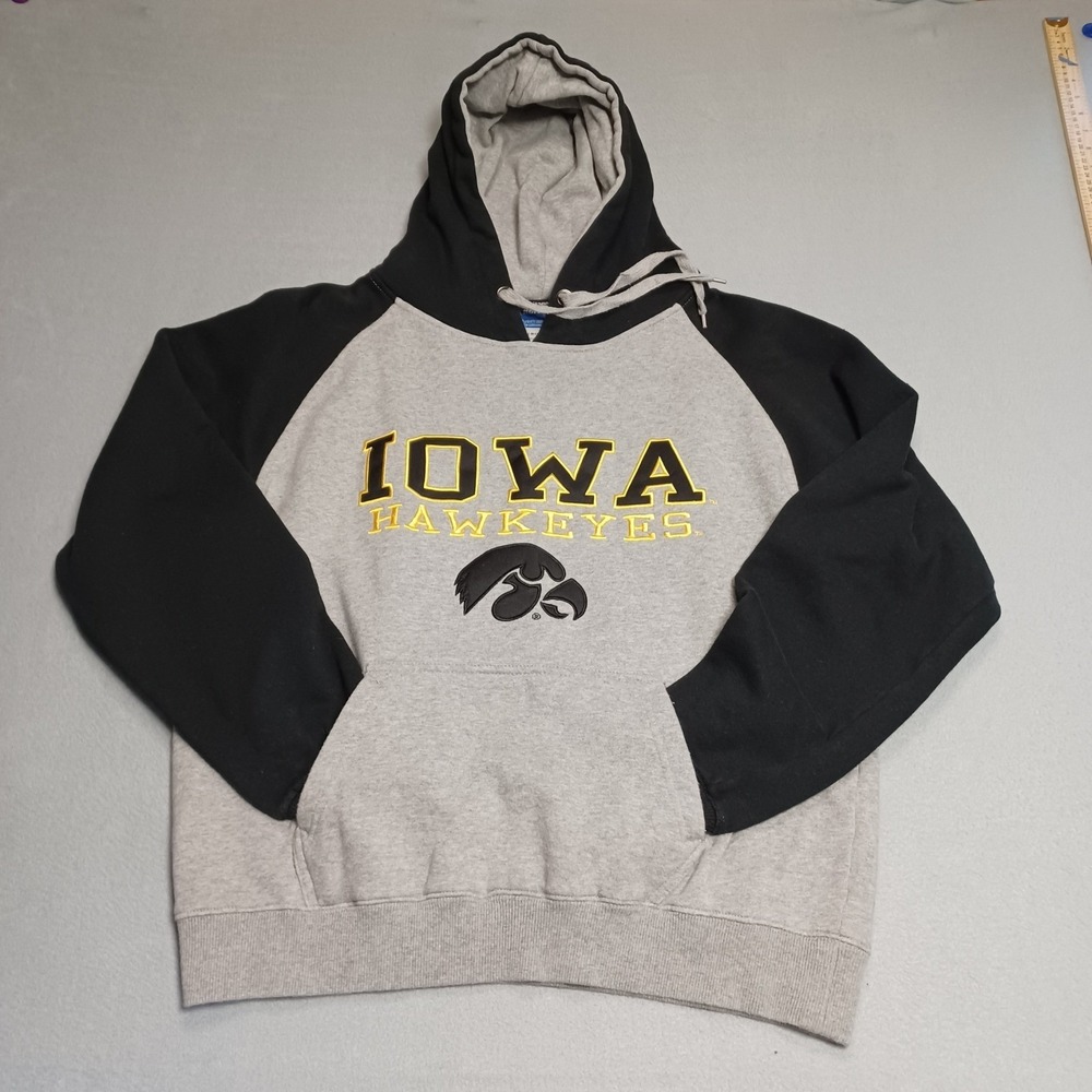 Campus Heritage Hoodie Mens L Gray Iowa Hawkeyes Raglan Pullover Sweatshirt